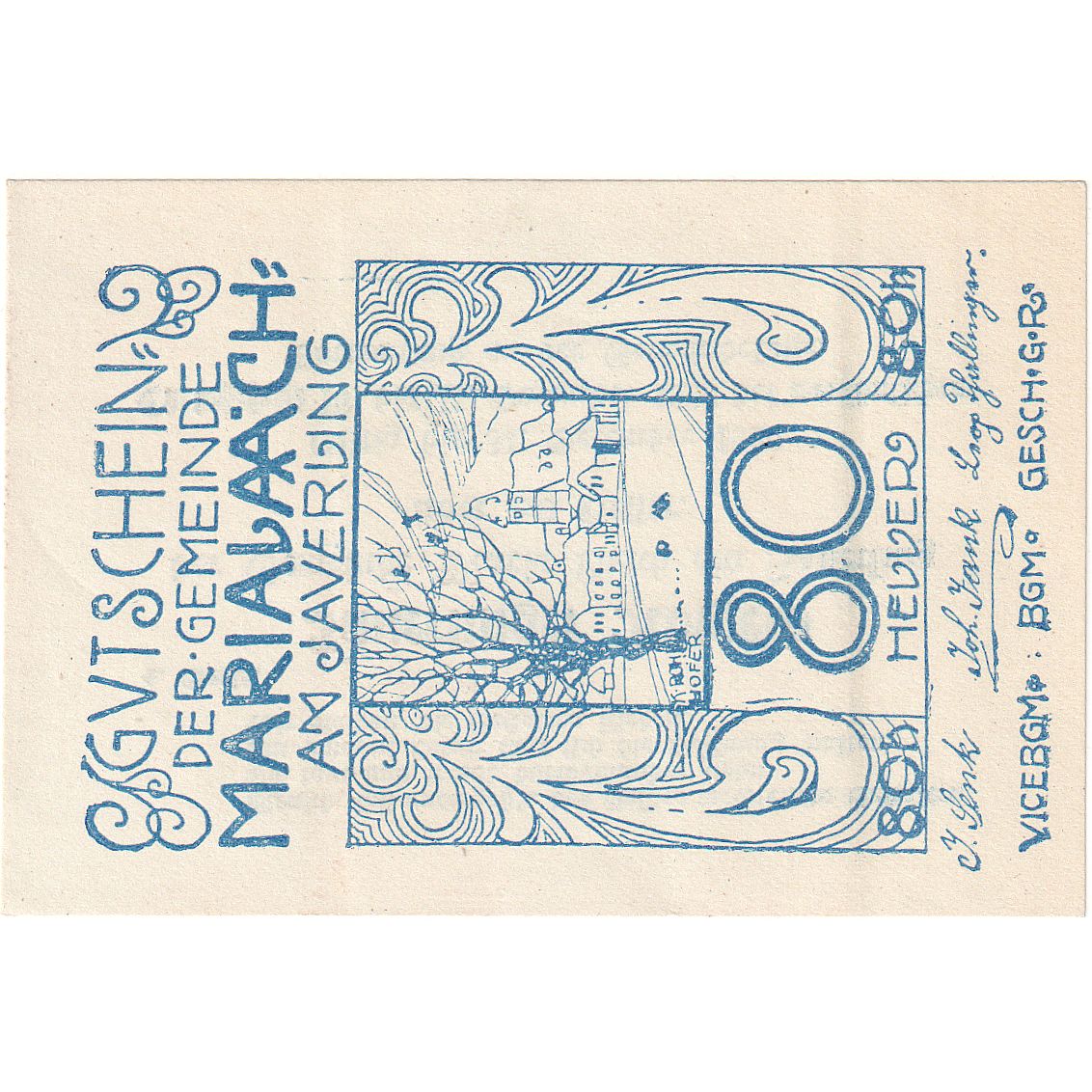 Autriche, Maria-Laach, 80 Heller, route, 1920, 1920-12-31, SPL