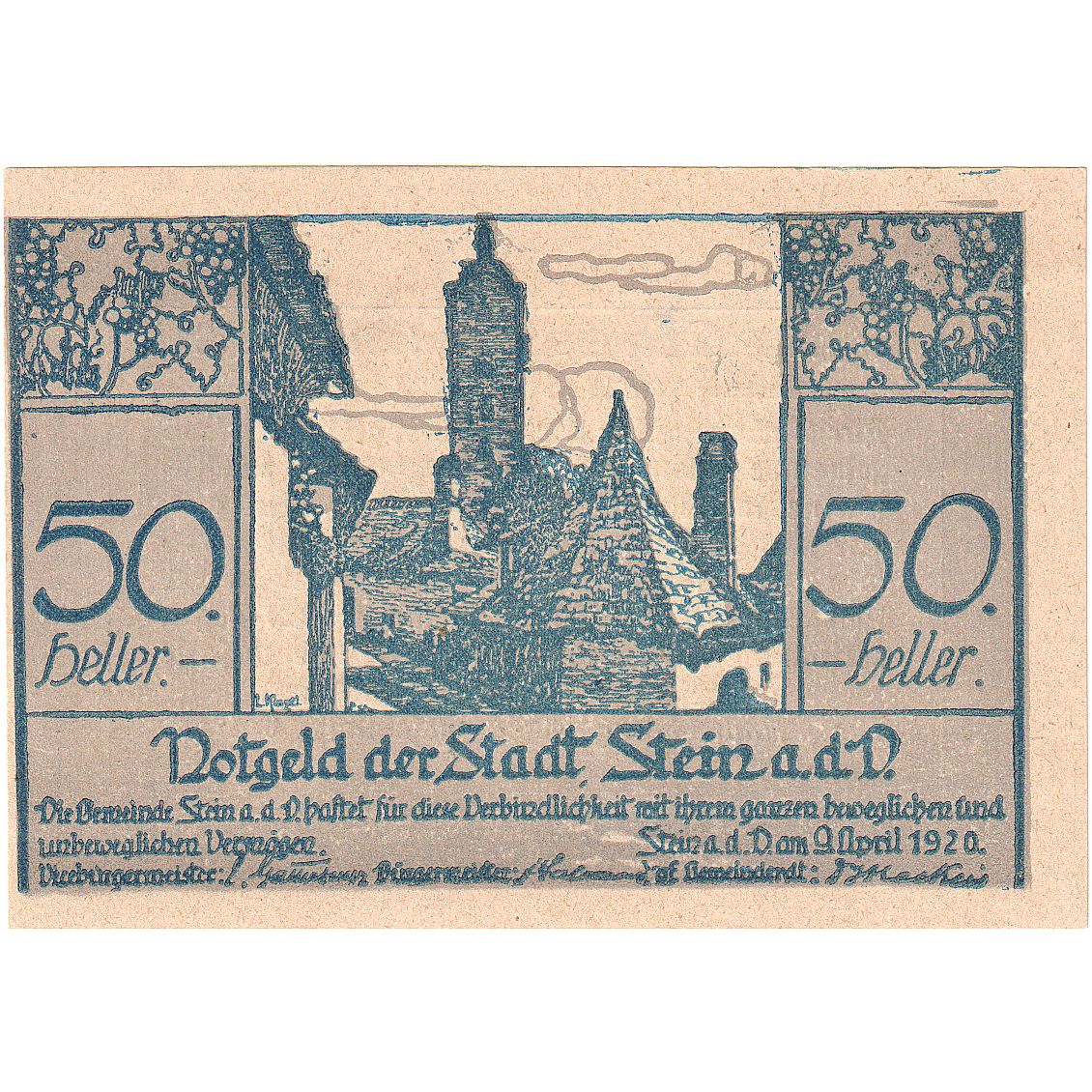 Austria, Stein an der Donau, 50 Heller, village 1920-09-30, UNC(63) FS 1015I.3
