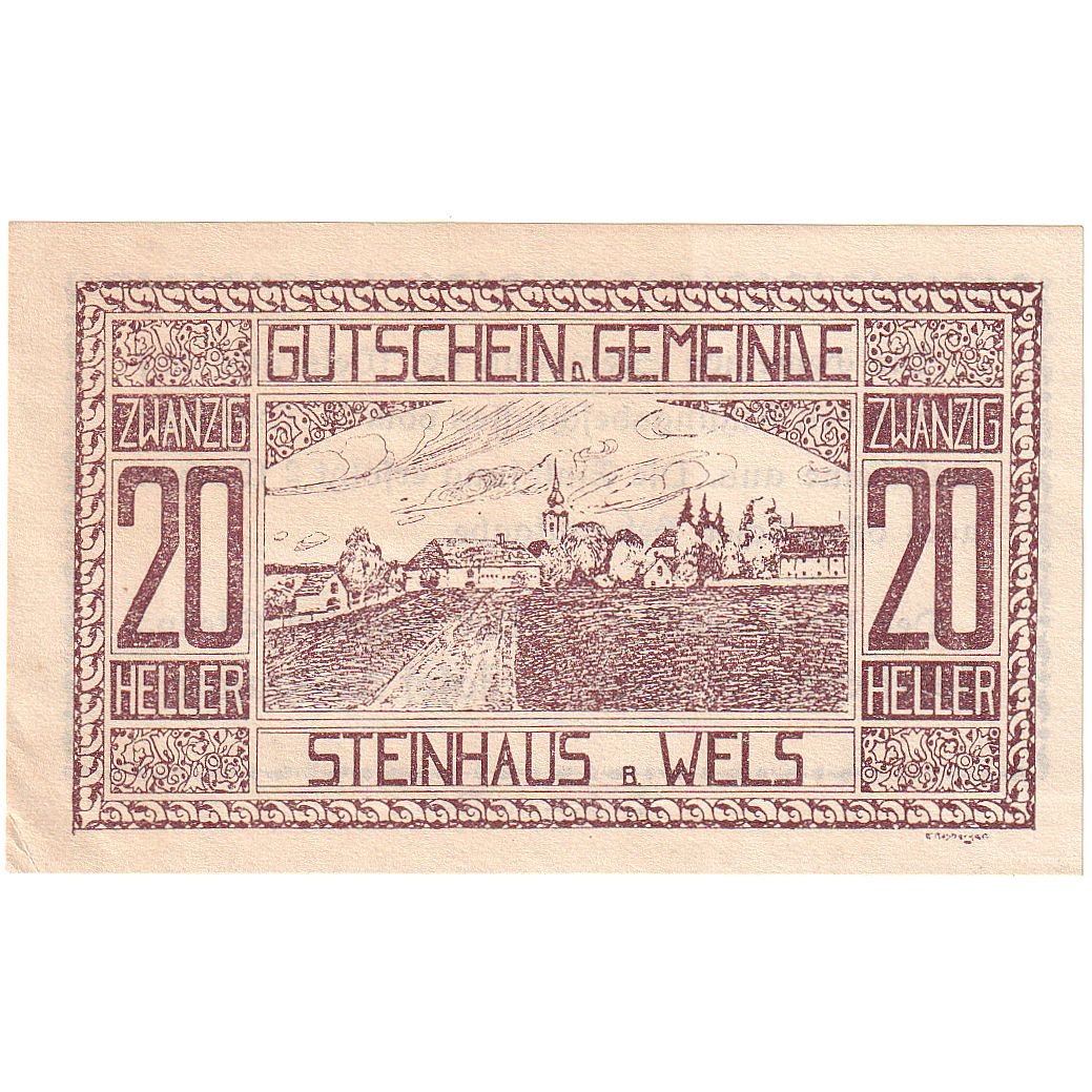 Autriche, Steinhaus, 20 Heller, village, 1920, SPL, Mehl:FS 1030Ia