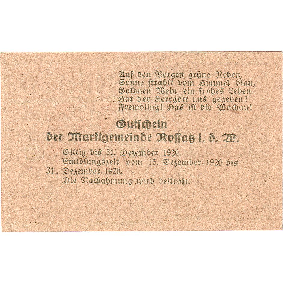 Autriche, Koffatz in der Wachau, 20 Heller, ferme 1920-12-31, SPL FS 848b