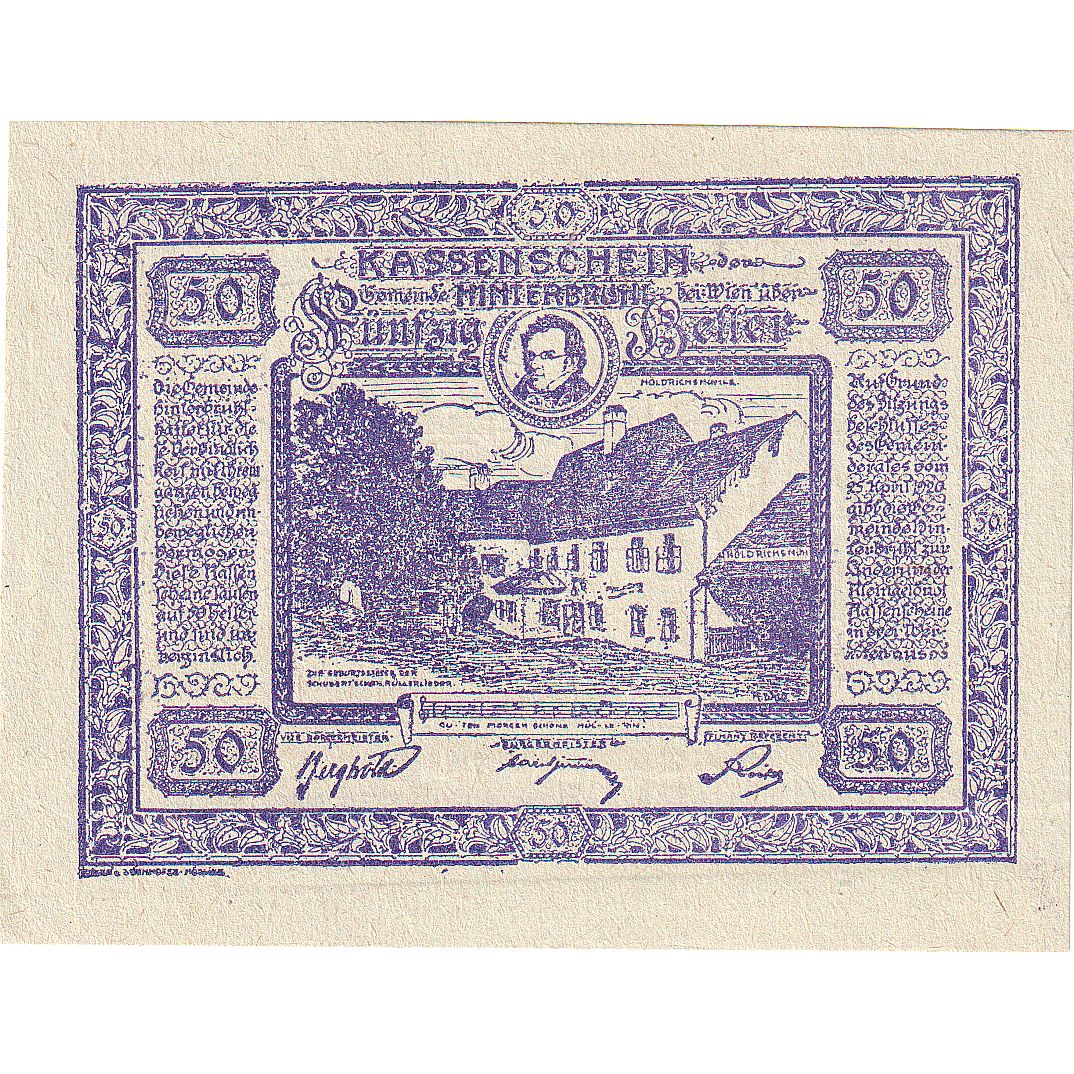 Autriche, Hinterbrühl, 50 Heller, Maison, 1920, 1920-07-31, SPL, Mehl:FS 376Ib1