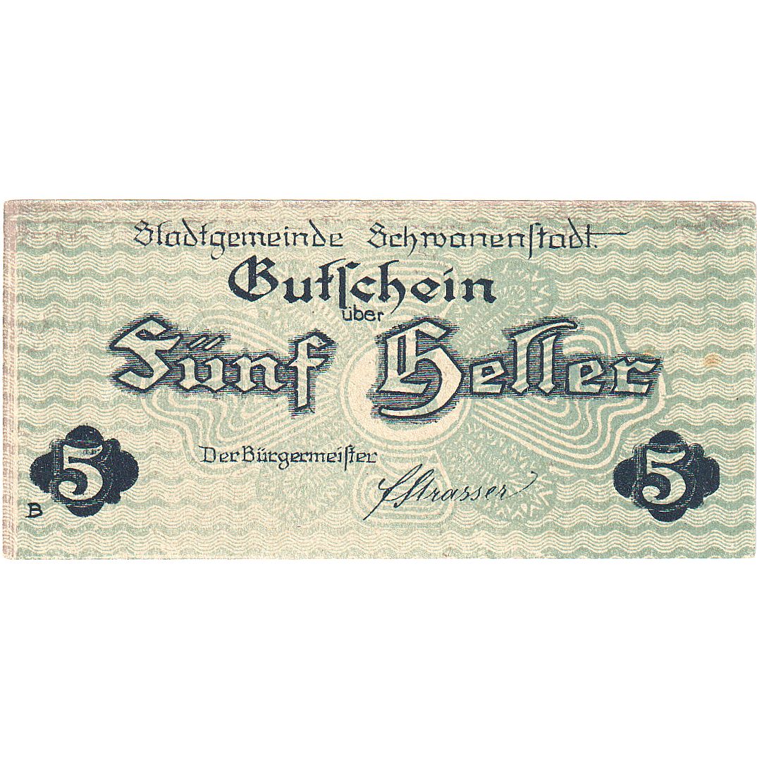 Autriche, Schwanenstadt, 5 Heller, village, 1920, 1920-12-31, SPL, Mehl:FS 977Ia