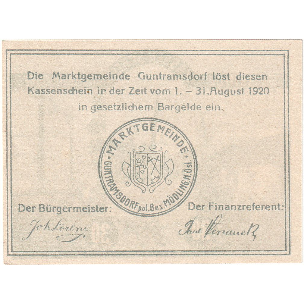 Autriche, Guntramsdorf, 30 Heller, Eglise, 1920, 1920-08-31, SPL, Mehl:FS 310a