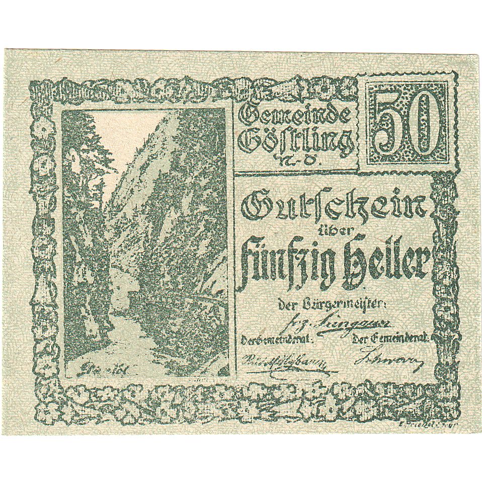 Austria, Göstling, 50 Heller, montagne, 1920, SC, Mehl:FS 243a