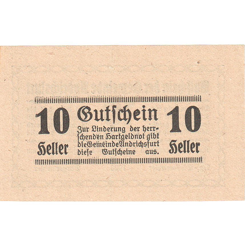 Austria, Andrichsfurt, 10 Heller, Texte, 1920, 1920-09-30, SC, Mehl:FS 41