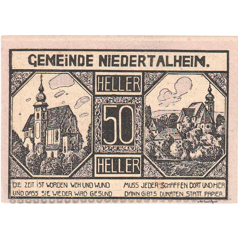 Autriche, Niedertalheim, 50 Heller, Eglise, 1920, 1920-12-31, SPL, Mehl:FS 672b