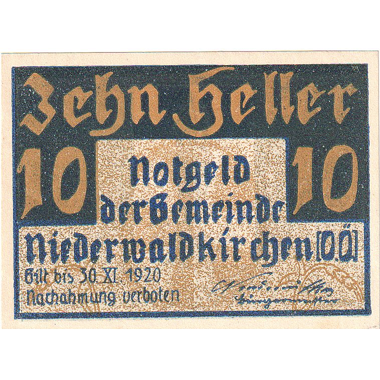 Austria, Niederwaldkirchen, 10 Heller, tour, 1920, 1920-11-30, SC, Mehl:FS 673a