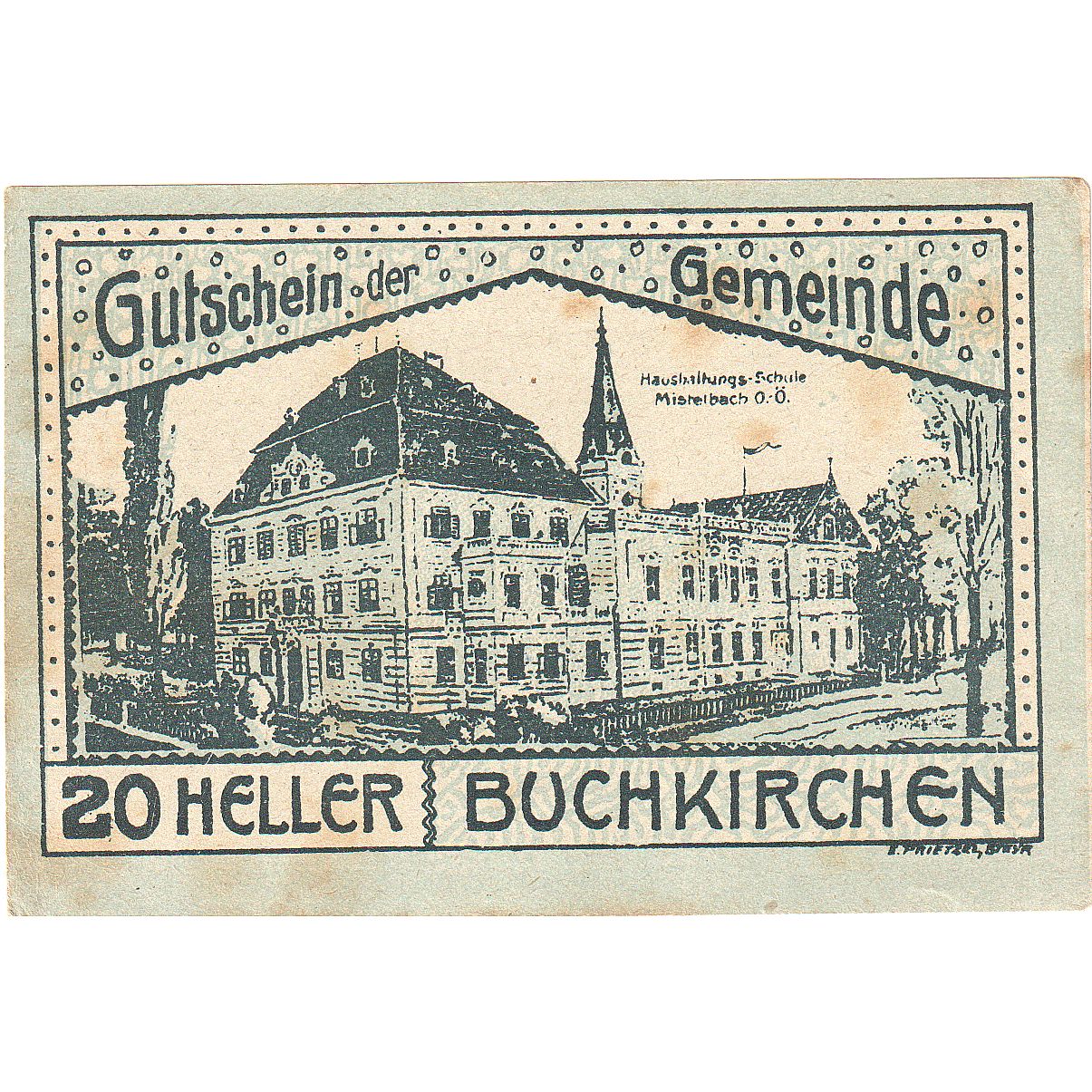 Austria, Buchkirchen, 20 Heller, champs 1920-10-31, EF(40-45), Mehl:FS 114a