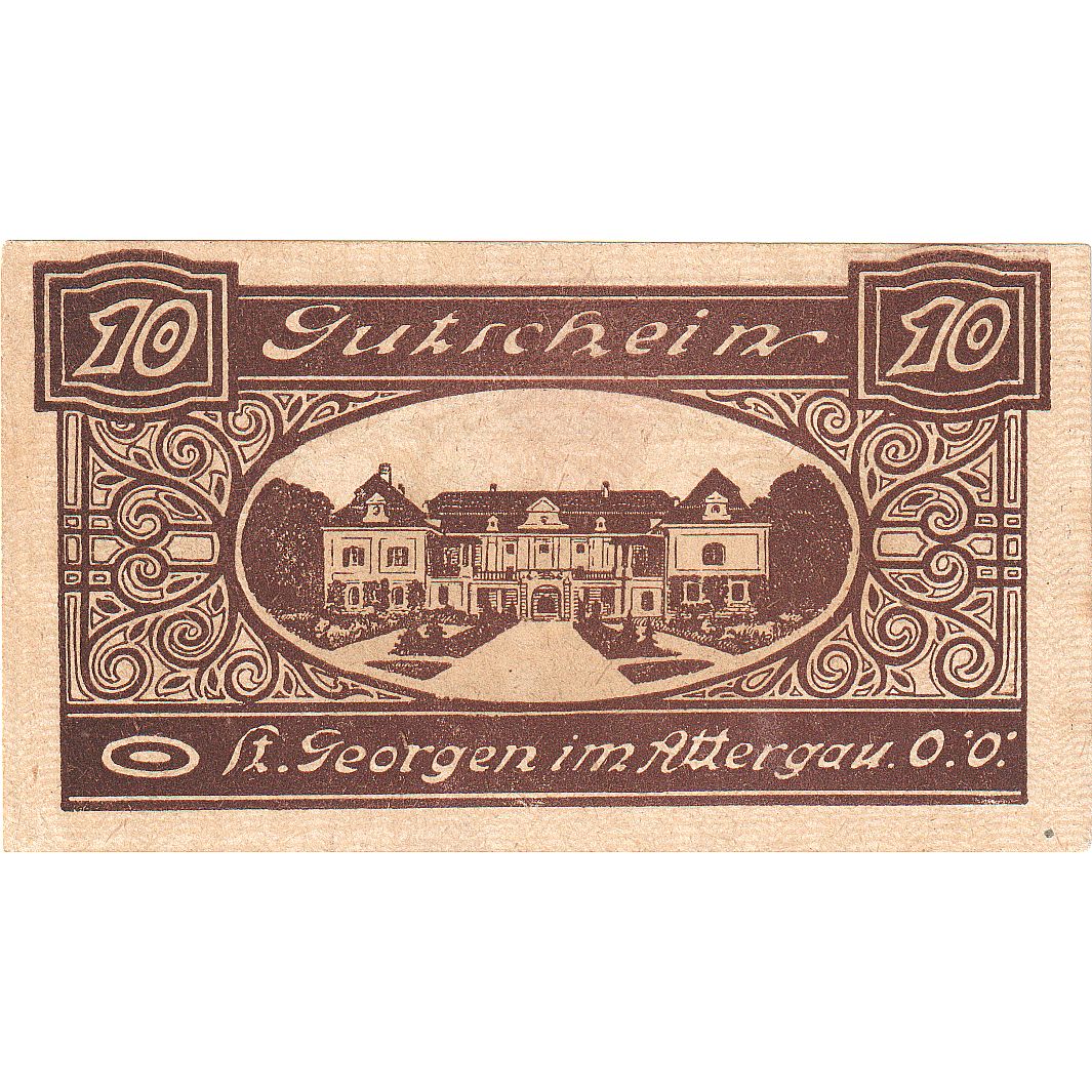 Autriche, St Georgen, 10 Heller, gare, 1920, SPL, Mehl:FS 888Ia