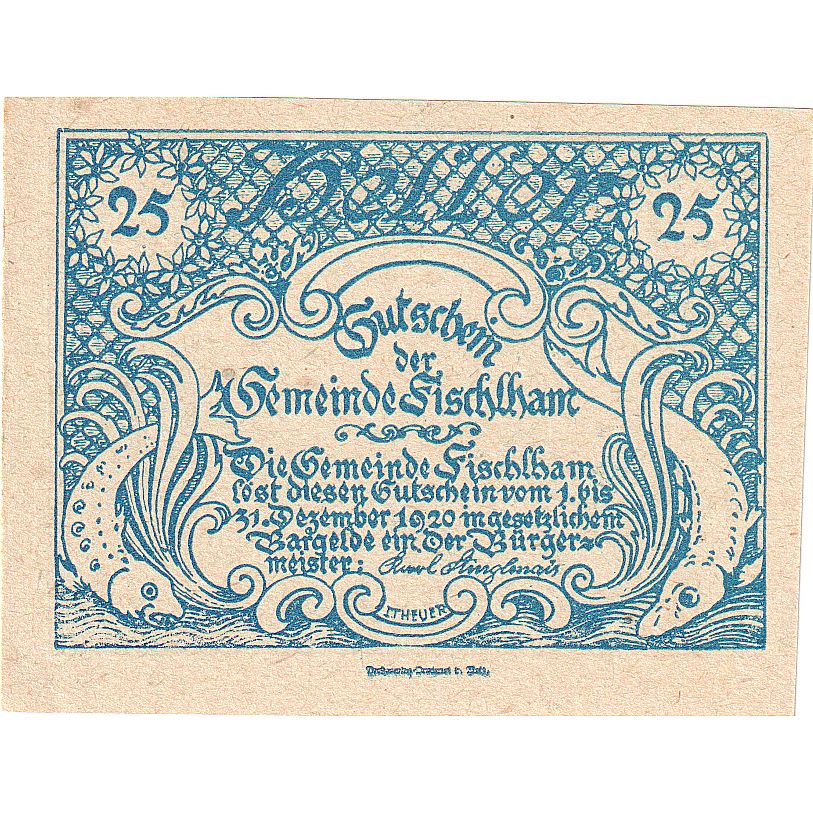 Autriche, Fischlham, 25 Heller, Eglise, 1920, 1920-12-31, SPL, Mehl:FS 203I