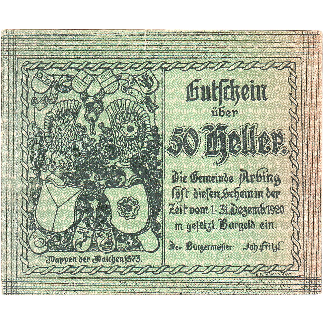Autriche, Arbing, 50 Heller, château, 1920, 1920-12-31, SUP, Mehl:FS 49a