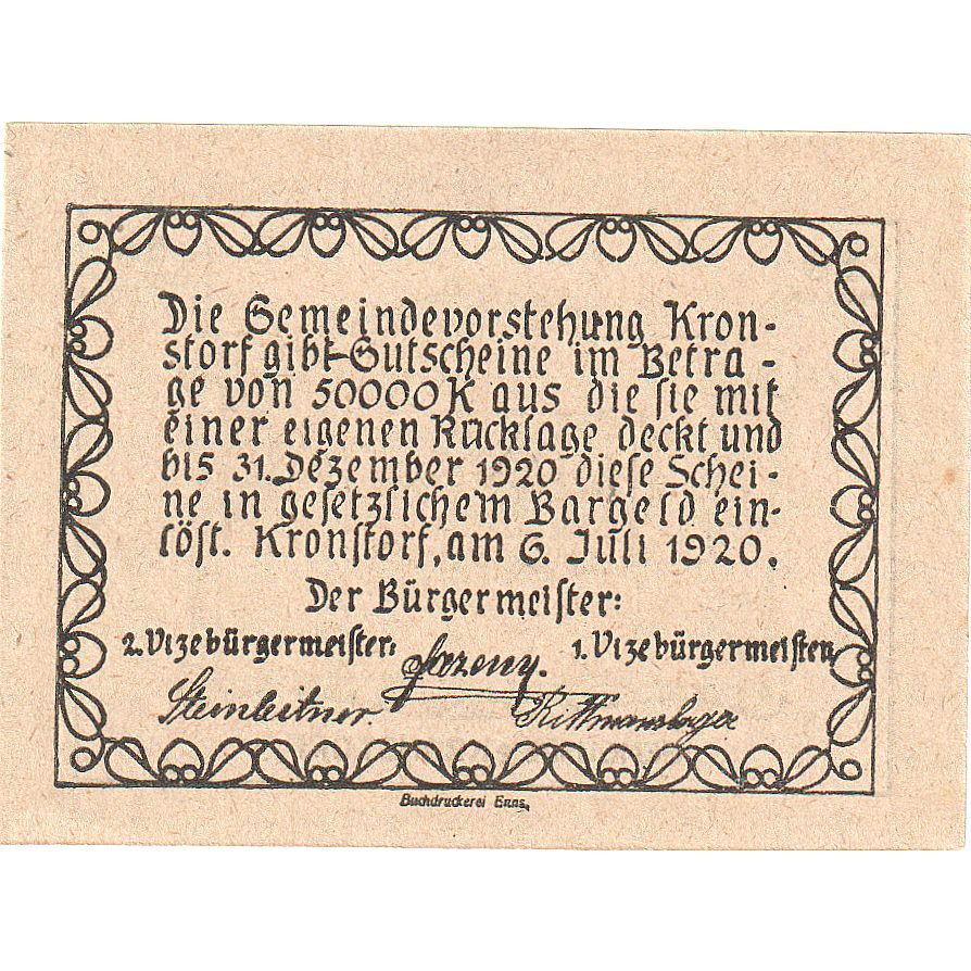 Austria, Kronstorf, 20 Heller, château, 1920, 1920-12-31, SC, Mehl:FS 486a