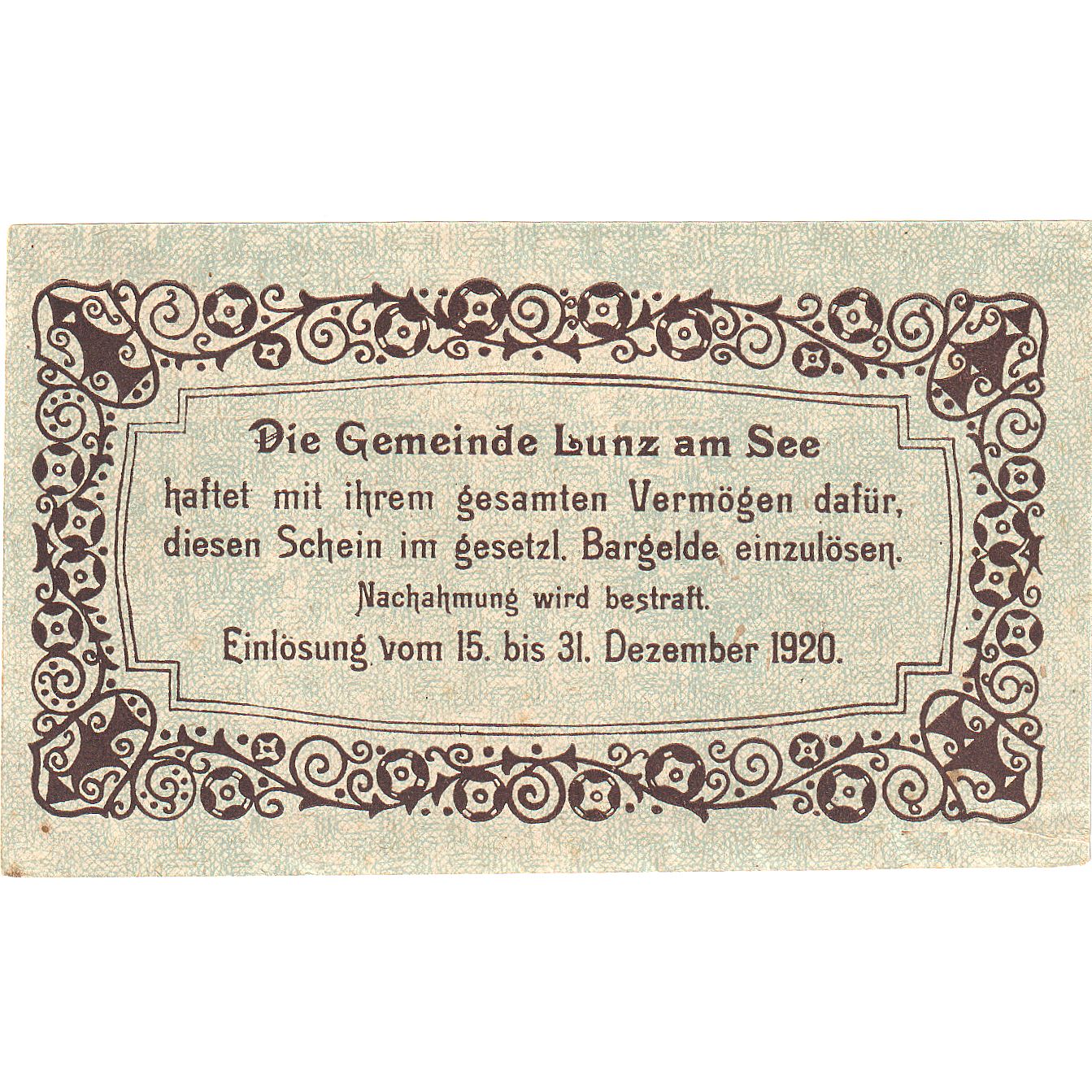 Austria, Lunz am See, 10 Heller, fleuve, 1920, 1920-12-31, EBC, Mehl:FS 571a