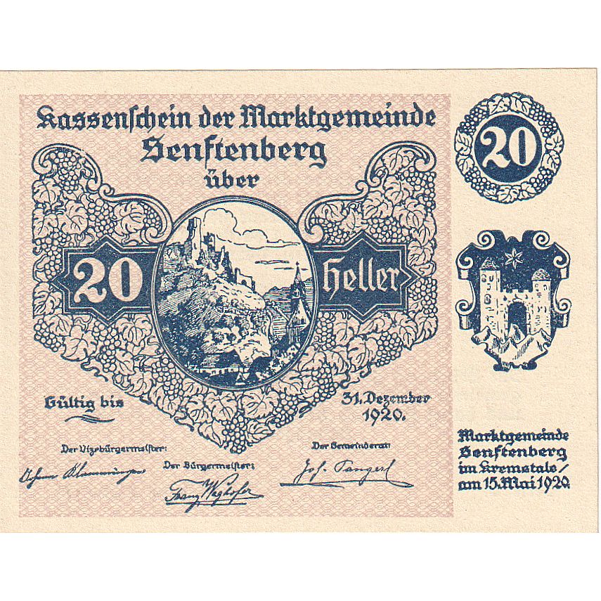 Autriche, Senftenberg, 20 Heller, paysage, 1920, 1920-12-31, SPL, Mehl:FS 993a