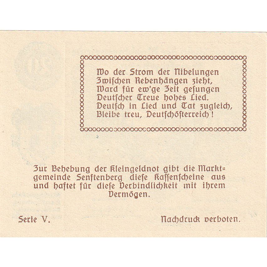 Autriche, Senftenberg, 20 Heller, paysage, 1920, 1920-12-31, SPL, Mehl:FS 993a