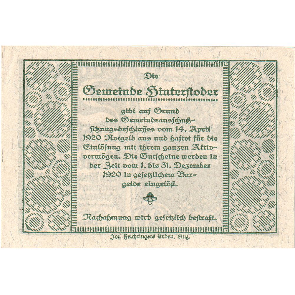 Austria, Hinterstoder, 20 Heller, montagne, 1920, 1920-12-31, SC, Mehl:FS 377a