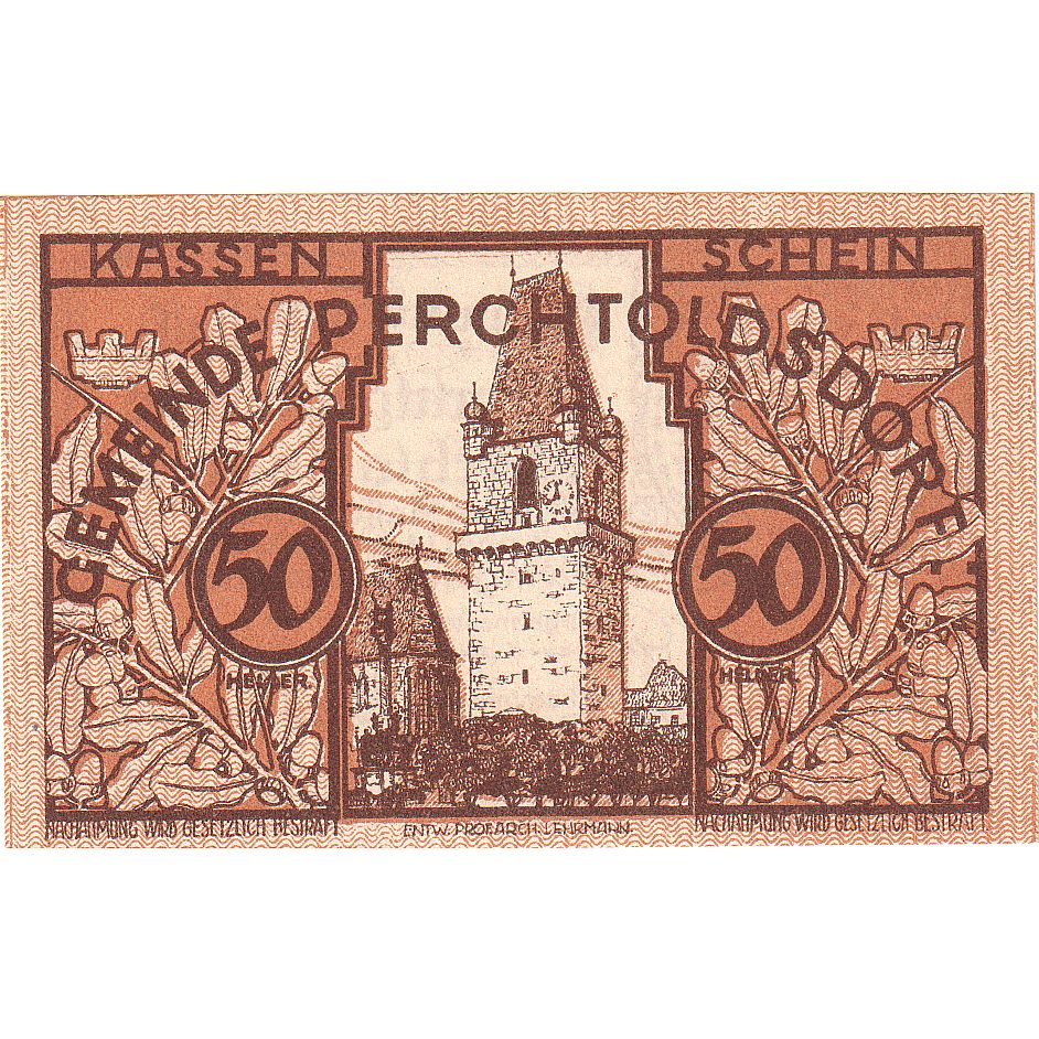 Austria, Perchtoldsdorf, 50 Heller, tour, 1920, 1920-12-31, UNC(63), Mehl:FS 728