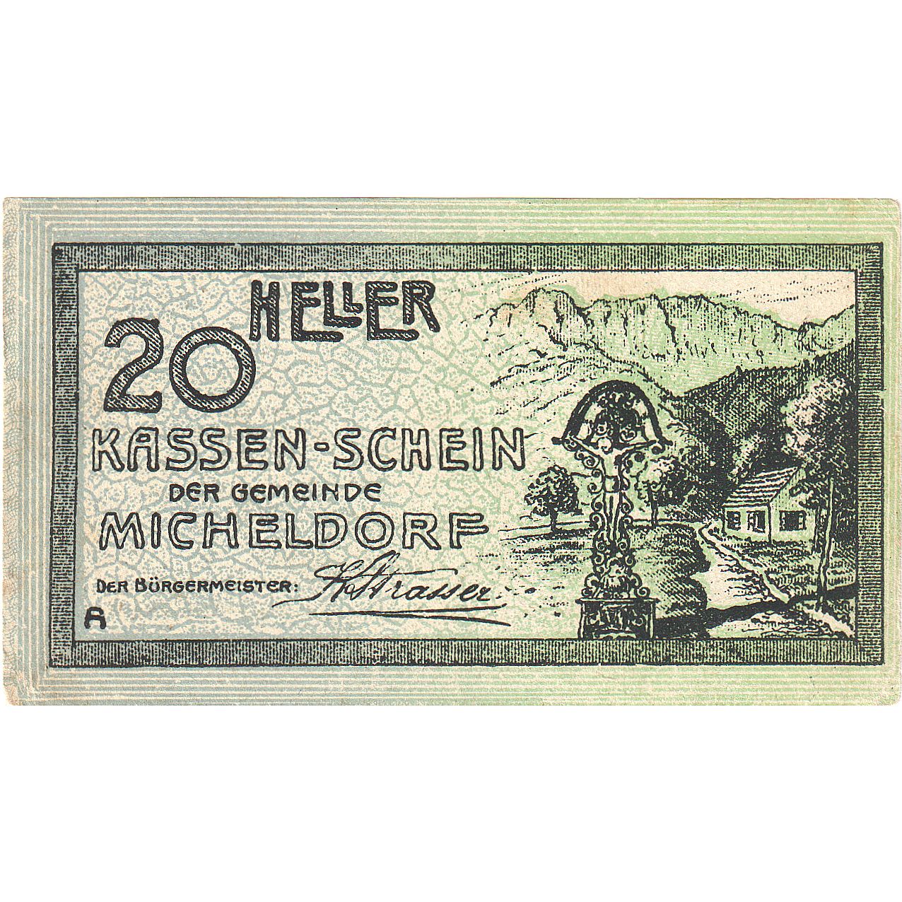 Autriche, Micheldorf, 20 Heller, Monument, 1920, 1920-12-31, SUP, Mehl:FS 612b