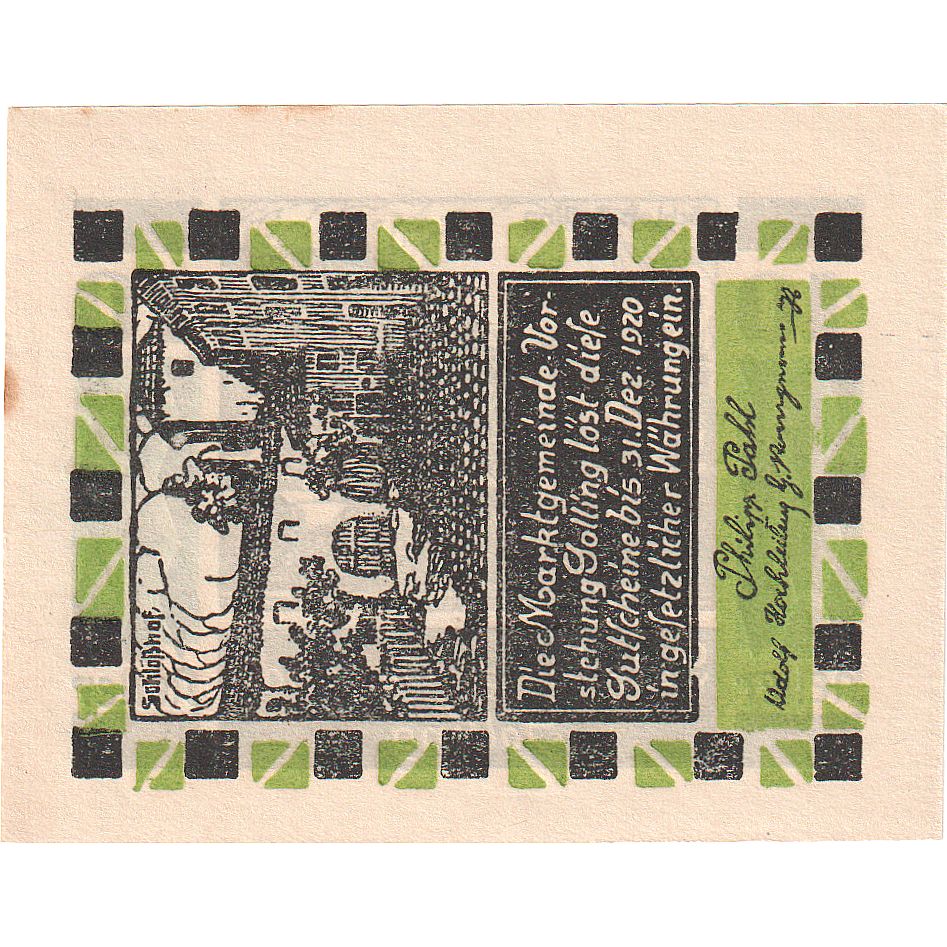 Autriche, Golling, 10 Heller, village, 1920, 1920-12-31, SPL, Mehl:FS 249