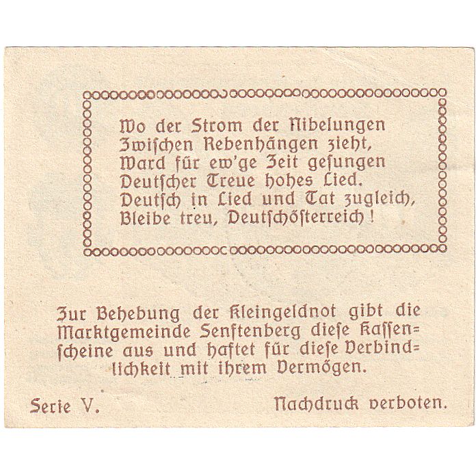 Autriche, Senftenberg, 10 Heller, château, 1920, 1920-12-31, SPL, Mehl:FS 993a