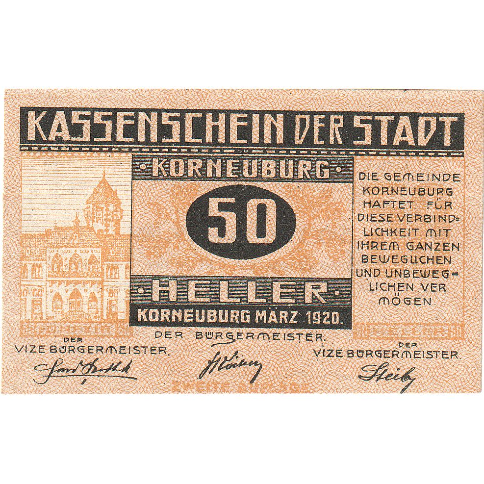 Autriche, Korneuburg, 50 Heller, château, 1920, 1920-12-31, SPL, Mehl:FS 466b