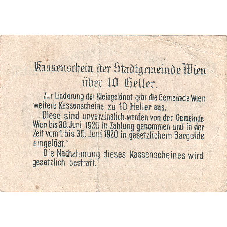 Autriche, Vienne, 10 Heller, château, 1920, 1920-06-30, TTB, Mehl:FS 1183IIe