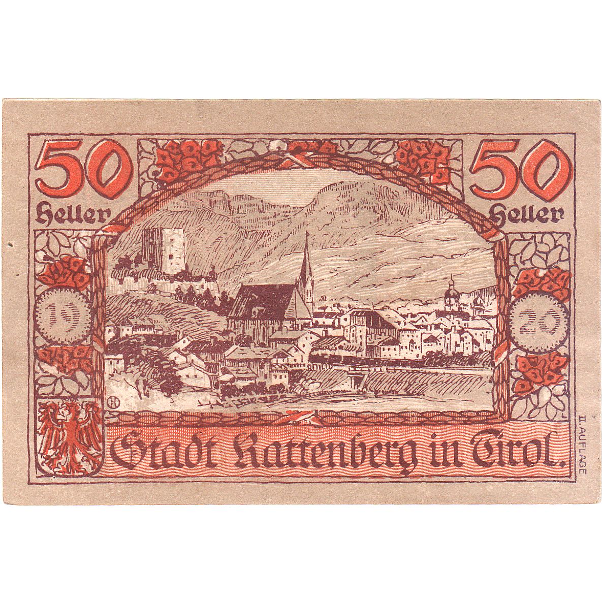 Autriche, Rattenberg, 50 Heller, statue, 1920, 1920-12-31, SPL, Mehl:FS 821I