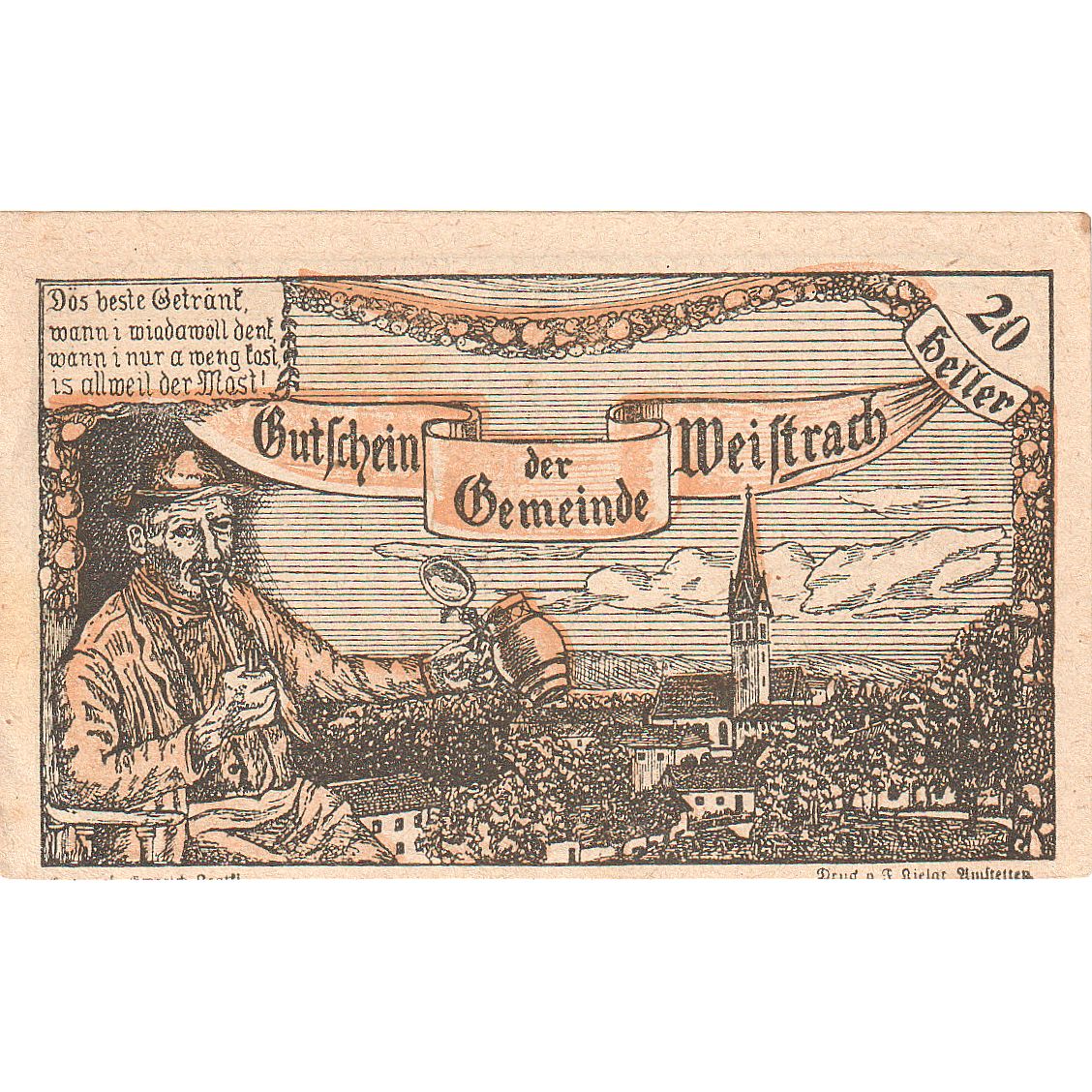 Austria, Weistrach, 20 Heller, village, 1920, 1920-12-30, EBC+, Mehl:FS 1161c