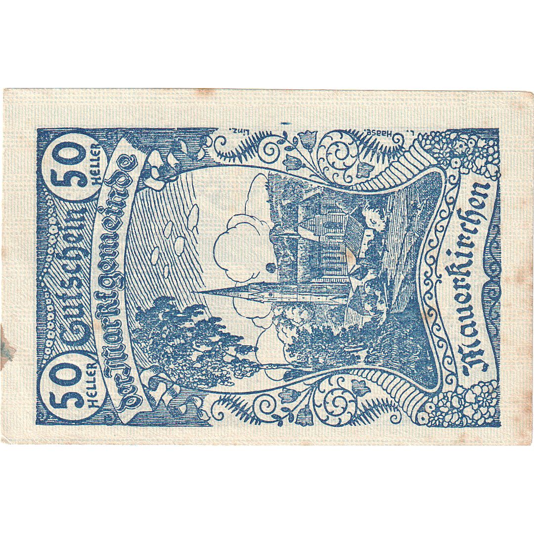 Austria, Mauerkirchen, 50 Heller, Eglise 1920-06-04, AU(55-58), Mehl:FS 598IIa