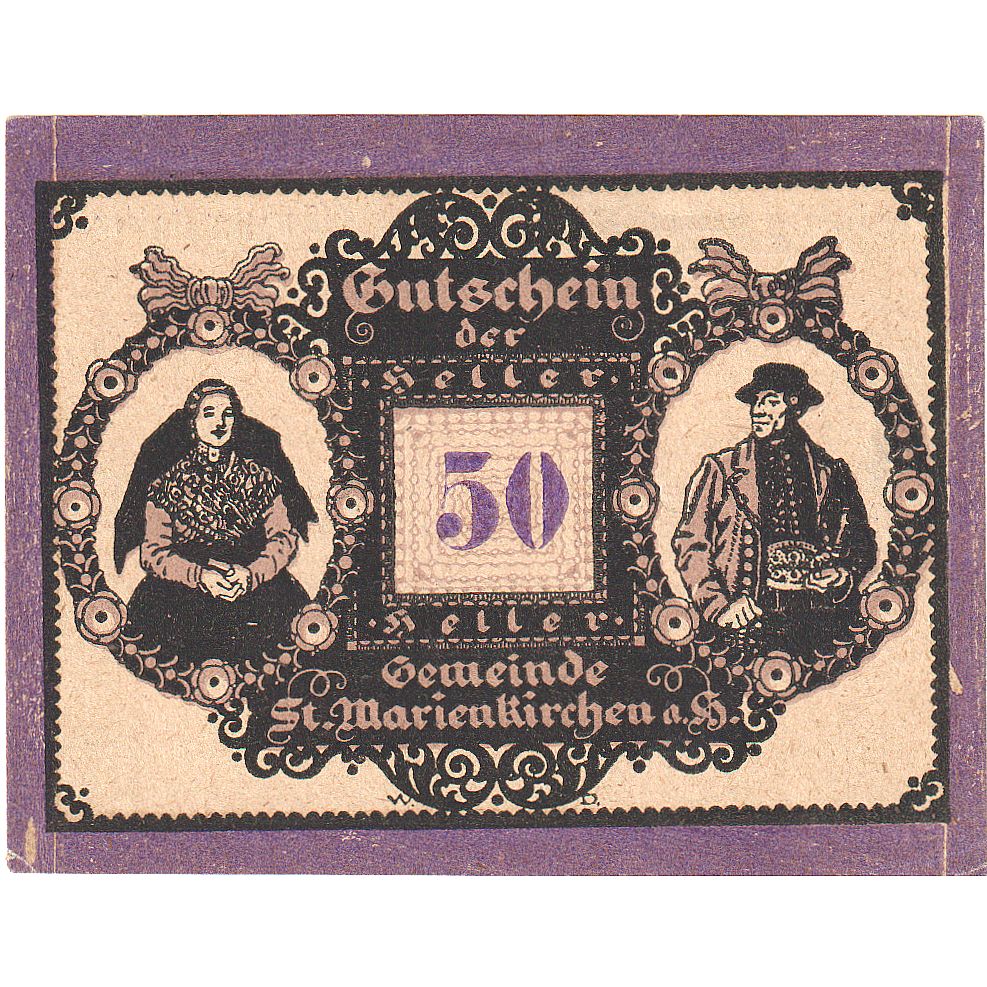 Austria, Marienkirchen, 50 Heller, portrait, 1920, 1920-10-31, SC, Mehl:FS 908