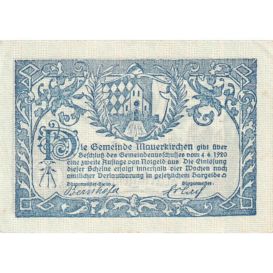 Austria, Mauerkirchen, 30 Heller, personnage 1920-06-04, SC, Mehl:FS 598IIa