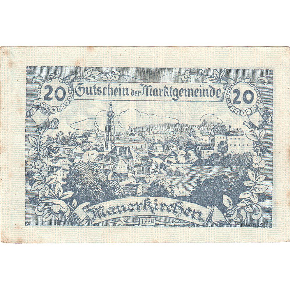 Austria, Mauerkirchen, 20 Heller, paysage, 1920, 1920-06-04, EBC, Mehl:FS 598IIa