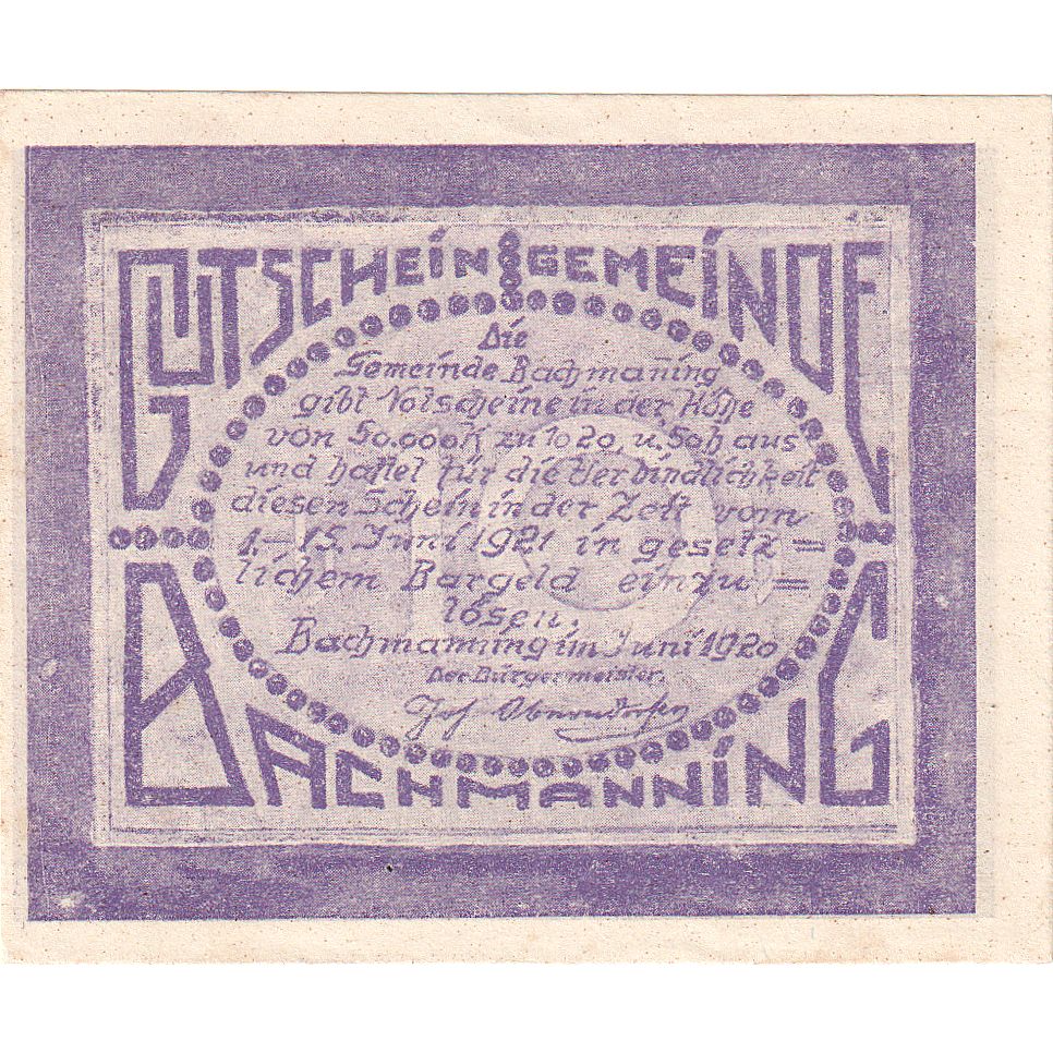 Austria, Bachmanning, 10 Heller, paysage, 1921, 1921-06-15, SC, Mehl:FS 72Ia