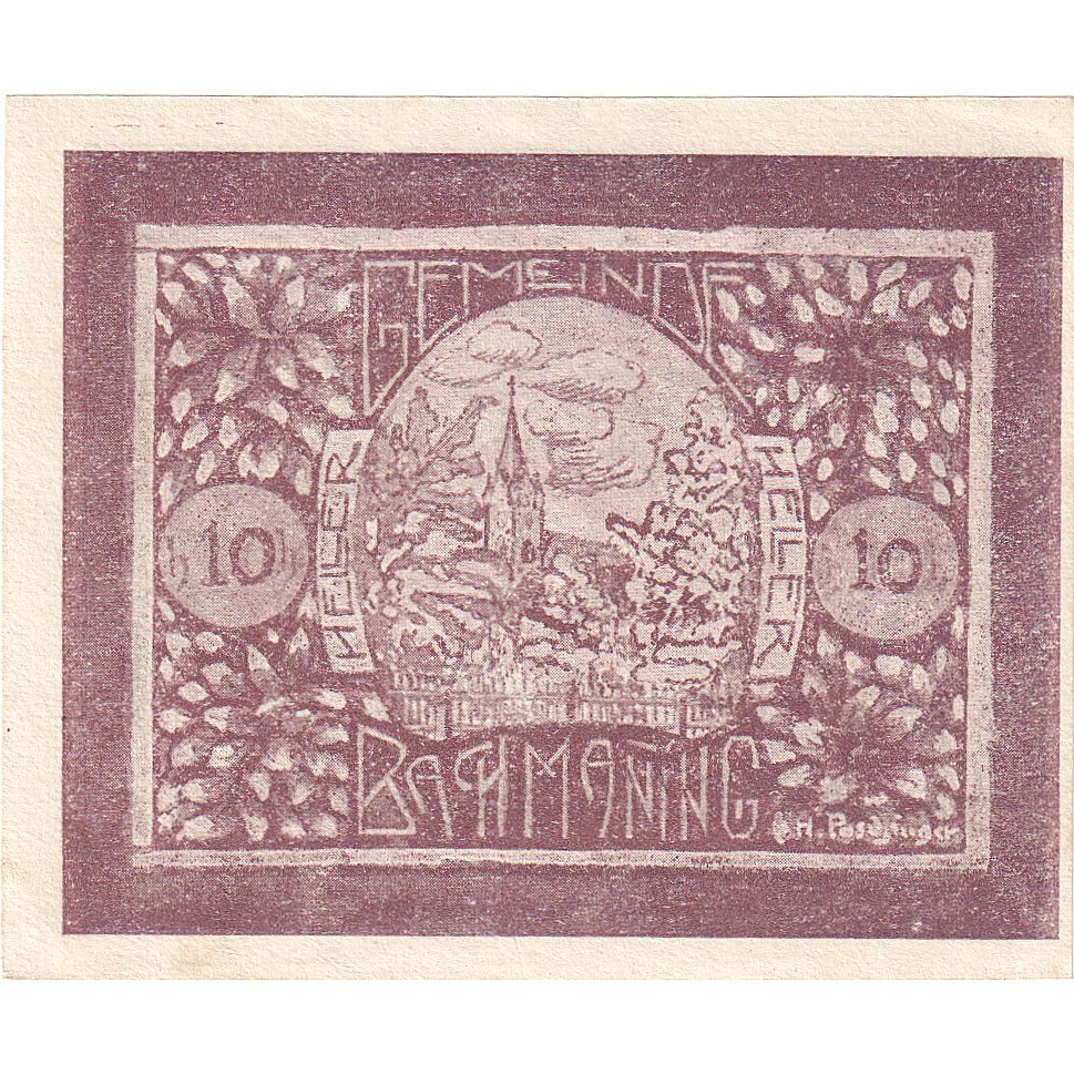 Austria, Bachmanning, 10 Heller, paysage, 1921, 1921-06-15, SC, Mehl:FS 72Ia
