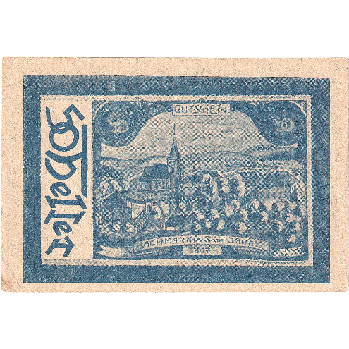 Austria, Bachmanning, 50 Heller, village, 1921, 1921-06-15, SC, Mehl:FS 72Ia