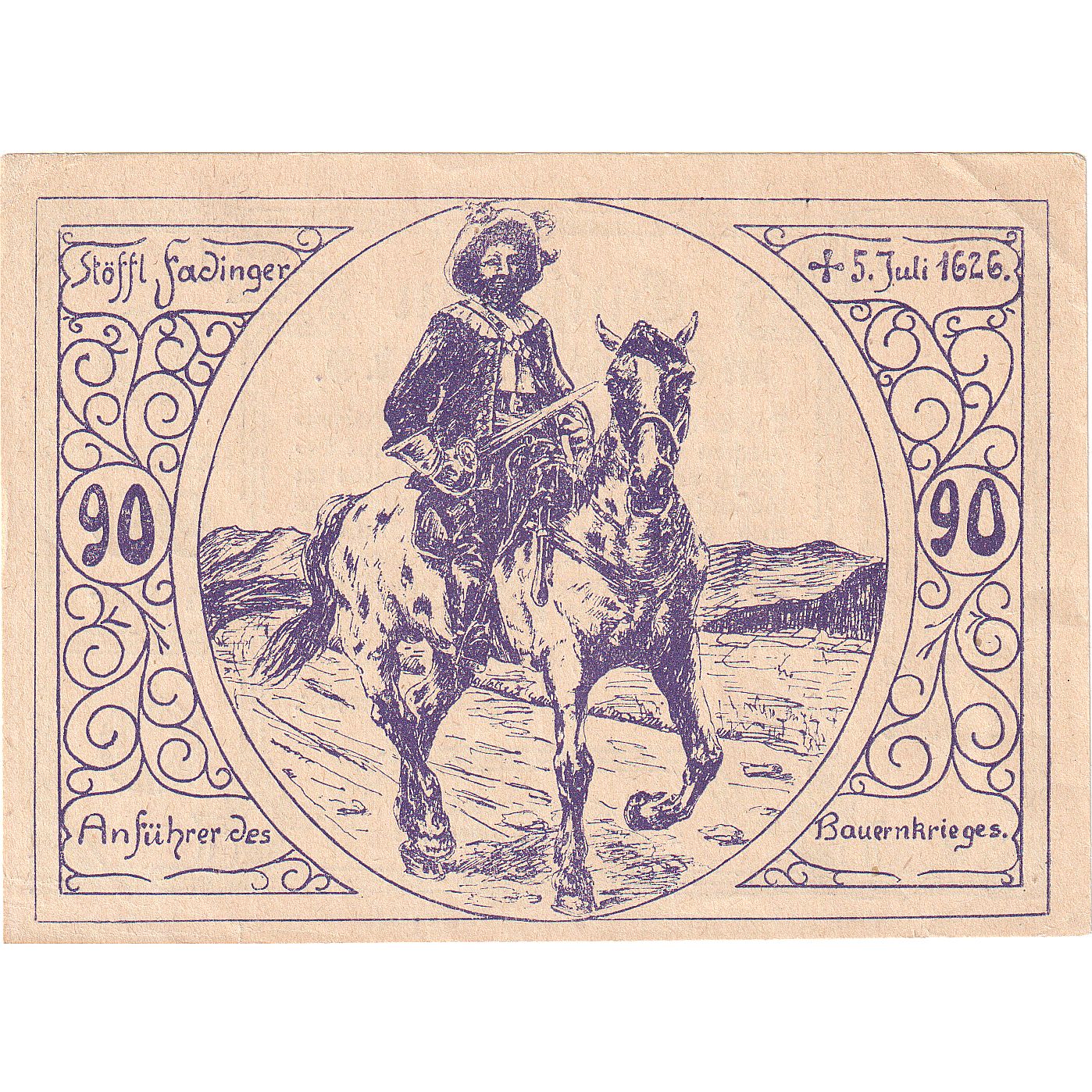 Austria, St Agatha, 90 Heller, personnage 1920-12-31, SPL Mehl:FS 877IIa1