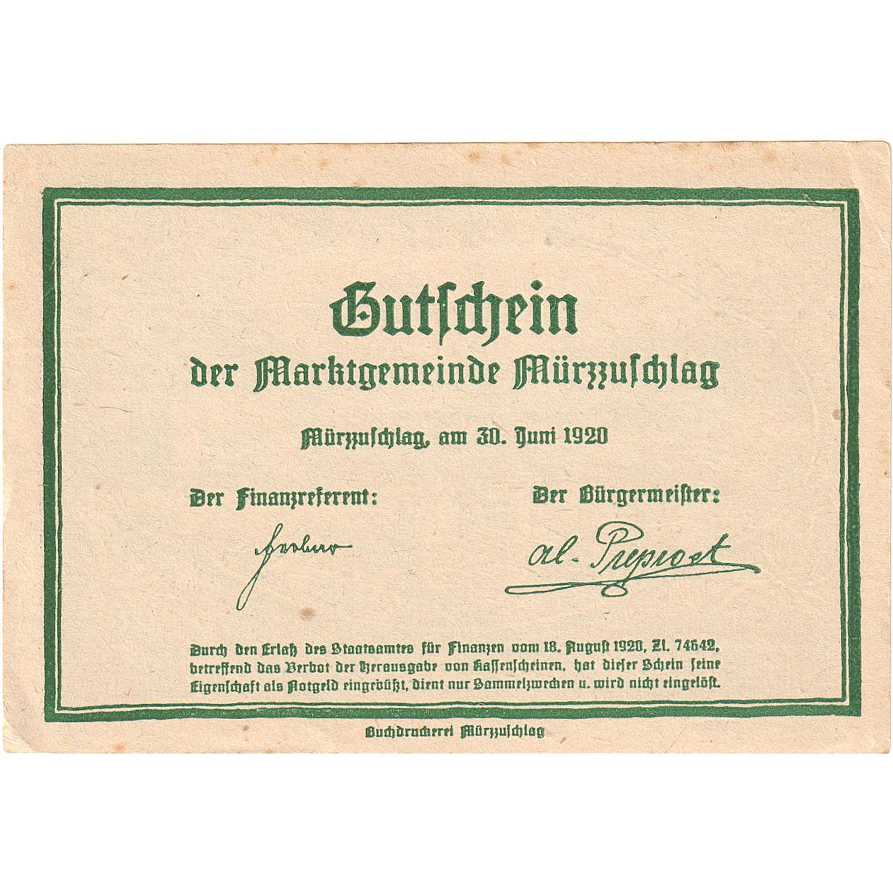 Autriche, Mürzzuschlag, 50 Heller, paysage 1920-08-18, SUP+, Mehl:FS 639c