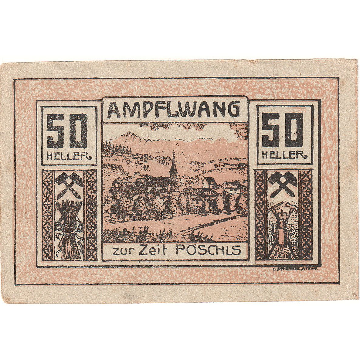 Austria, Ampflwang, 50 Heller, village, 1920, 1920-12-31, SPL-, Mehl:FS 36a