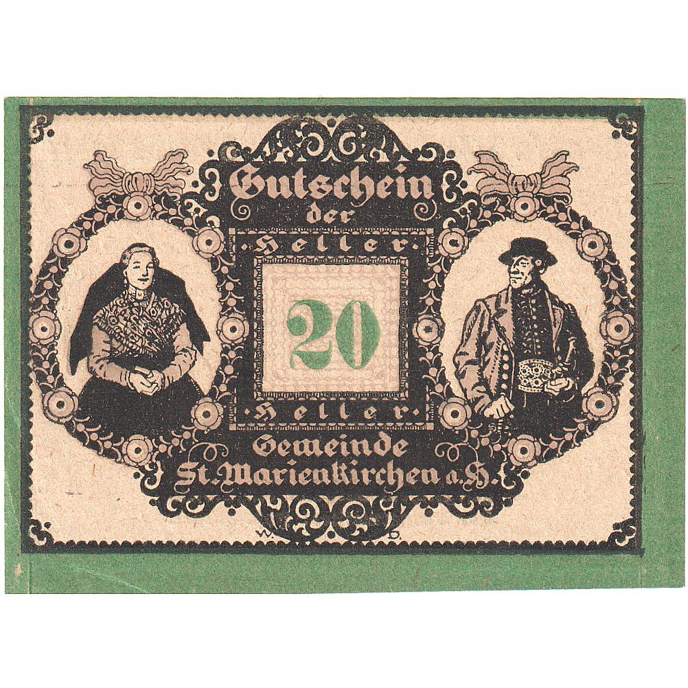 Österreich, Marienkirchen, 20 Heller, portrait 1920-10-31, UNZ-, Mehl:FS 908