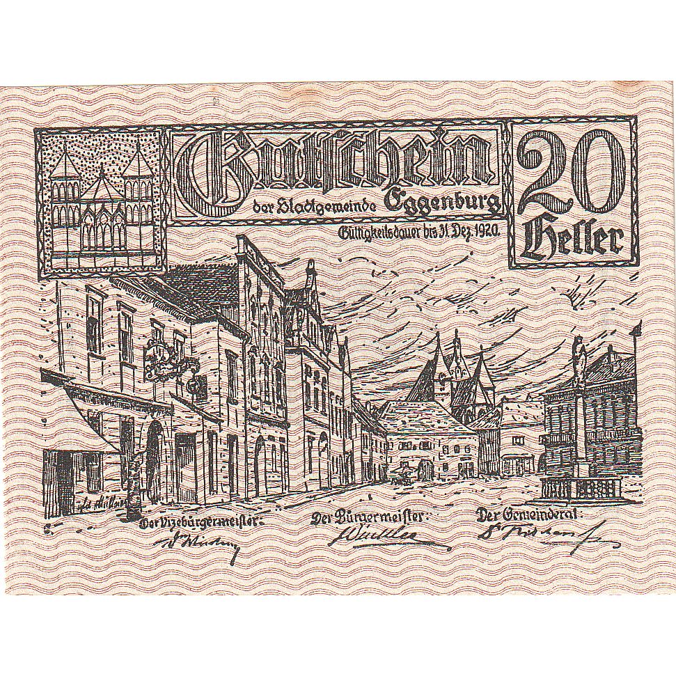 Österreich, Eggenburg, 20 Heller, village, 1920, 1920-12-31, UNZ-, Mehl:FS 162c