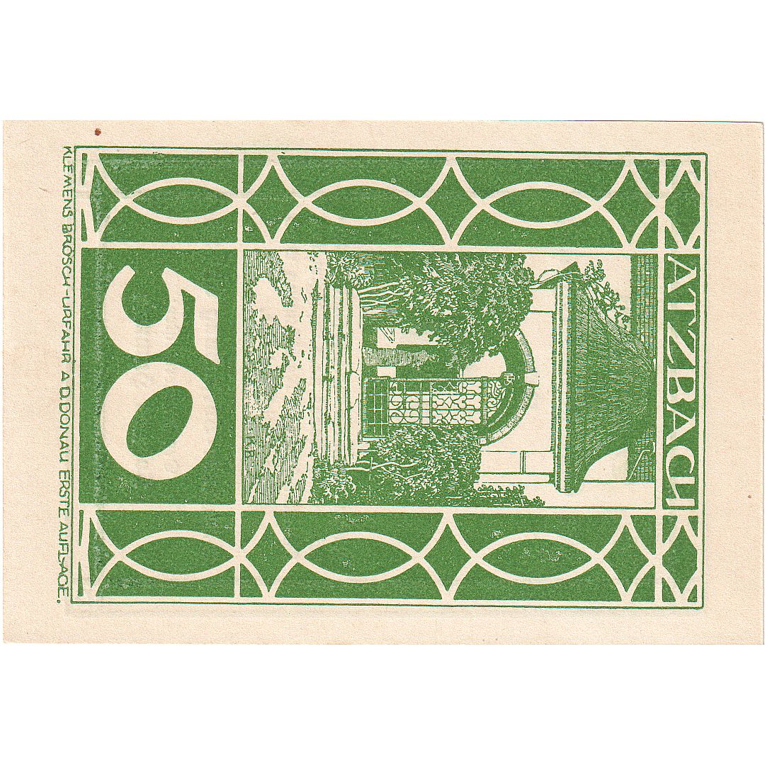 Autriche, Atzbach, 50 Heller, entrée, 1920, SPL, Mehl:FS 62a