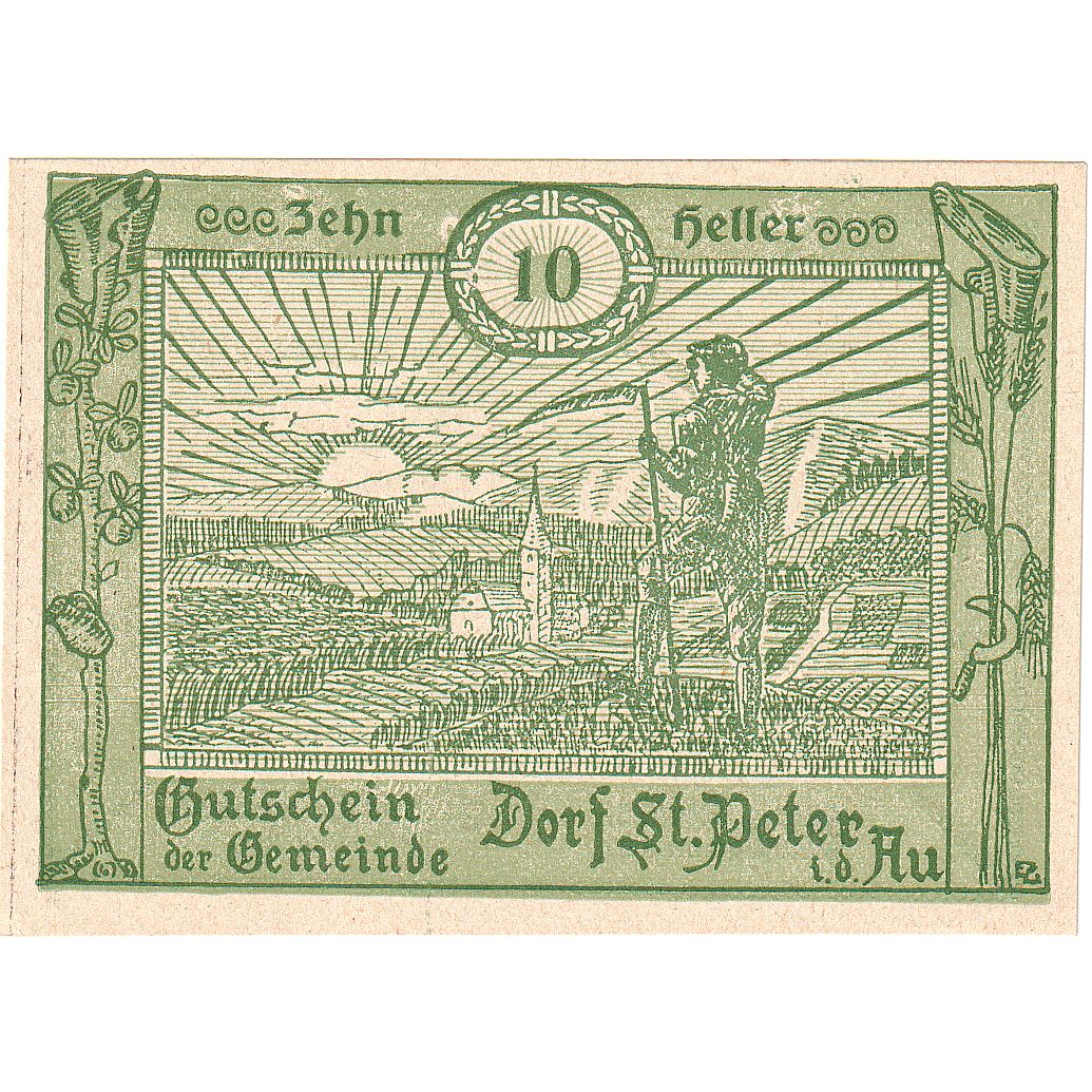 Austria, Dorf St Peter, 10 Heller, Texte, 1920, 1920-12-30, SC, Mehl:FS 923Aa
