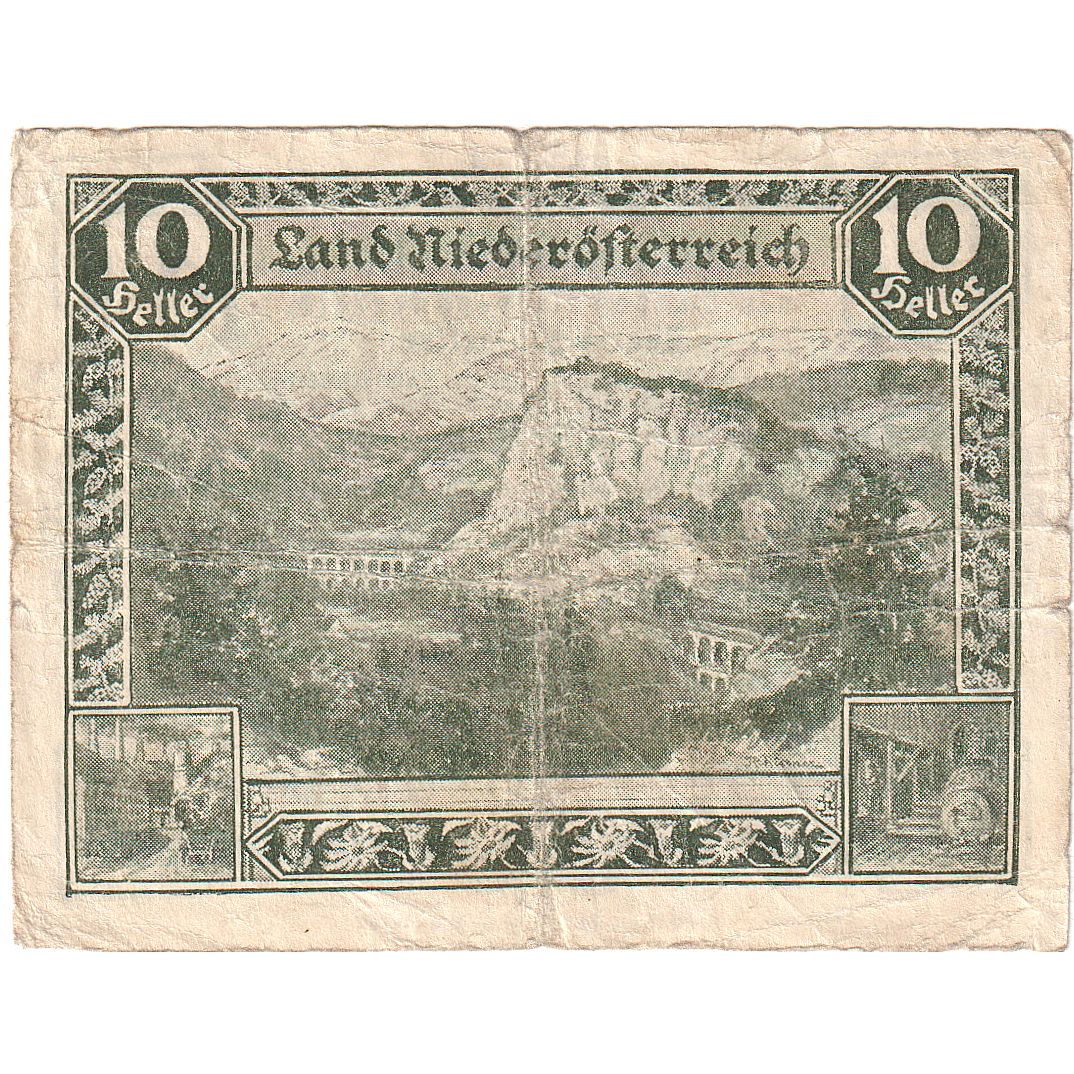 Österreich, Niederösterreich, 10 Heller, paysage 1920-12-31, S, Mehl:FS 671I
