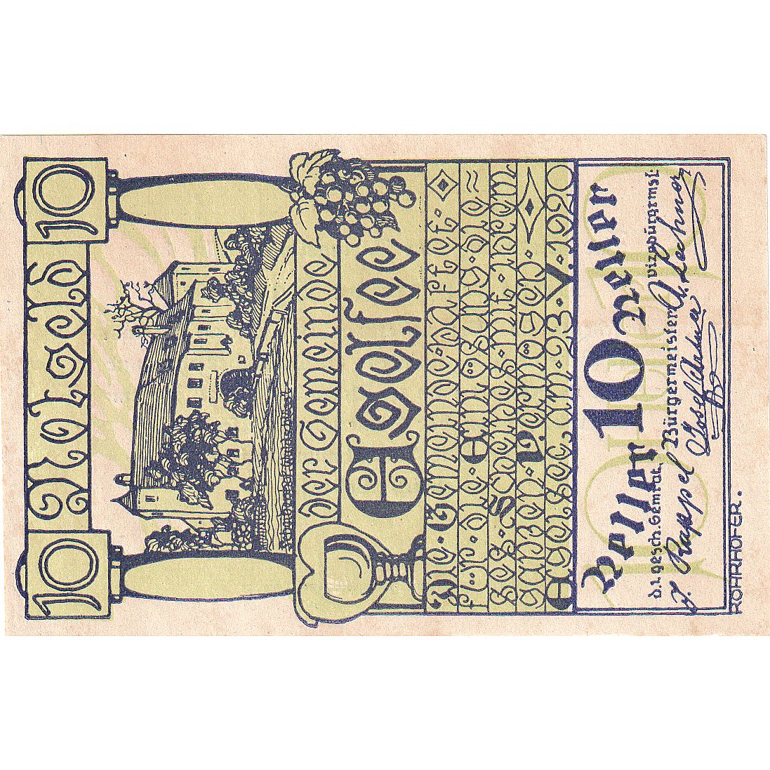 Austria, Egelsee, 10 Heller, château, 1920, 1920-12-31, SC, Mehl:FS 158a