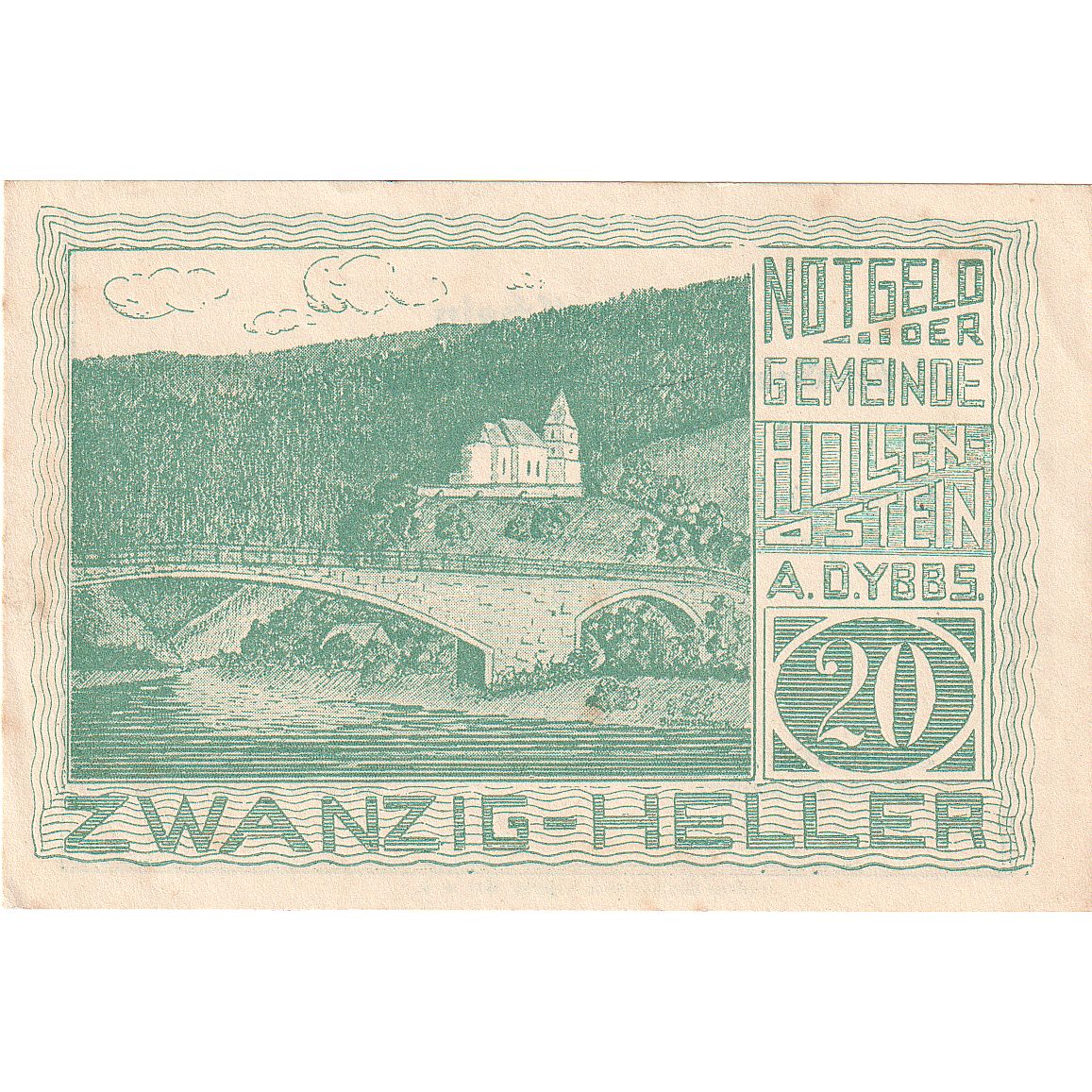 Autriche, Hollenstein, 20 Heller, pont, 1920, 1920-12-31, SUP, Mehl:FS 395a
