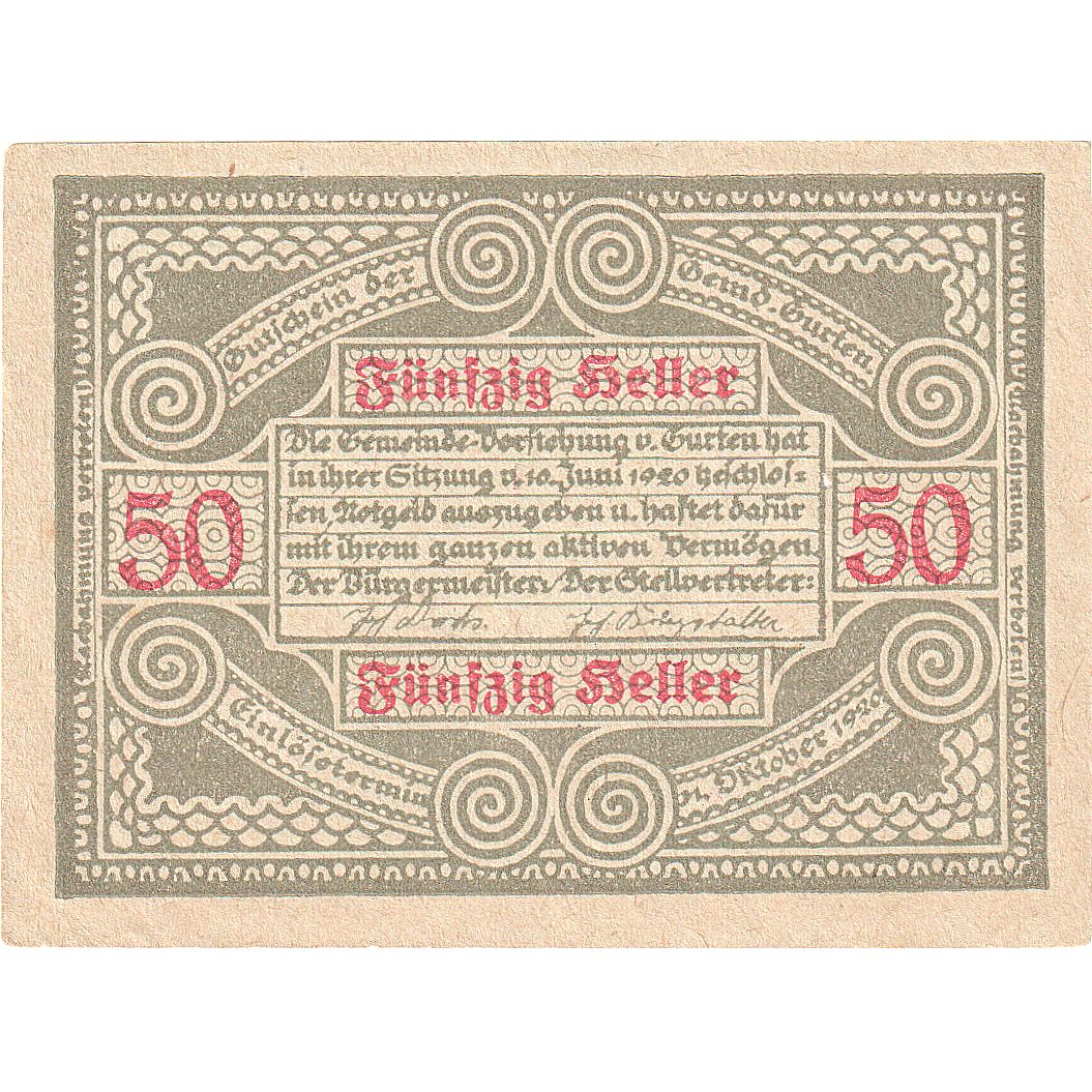 Austria, Gurten, 50 Heller, texte 1, 1920, 1920-10-31, SC, Mehl:FS 312Ax