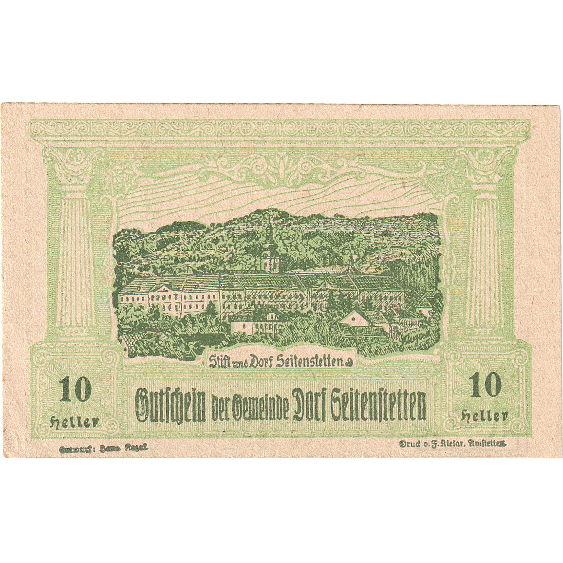Autriche, Seitenstetten, 10 Heller, paysage, 1920, 1920-12-31, SPL, Mehl:FS 989a