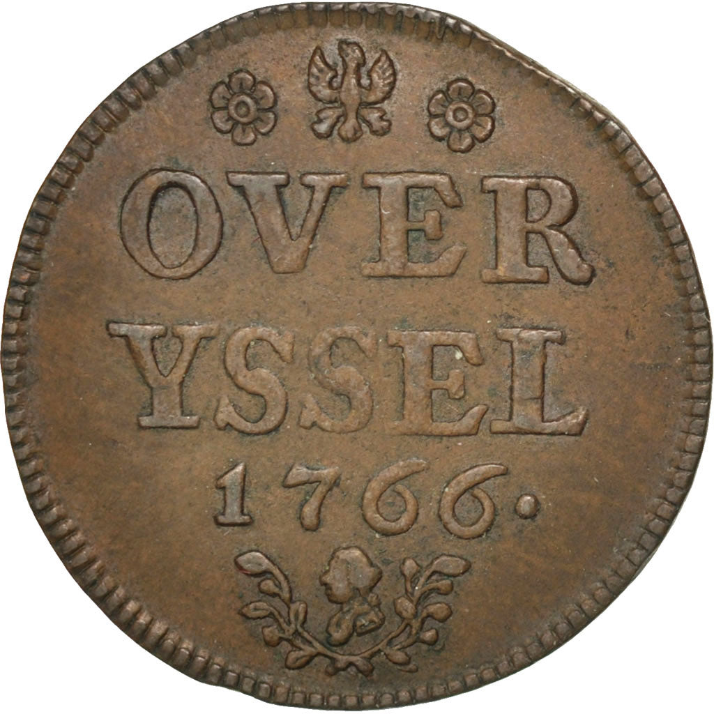 Coin, Netherlands, OVERYSSEL, Duit, 1766, AU(50-53), Copper, KM:102