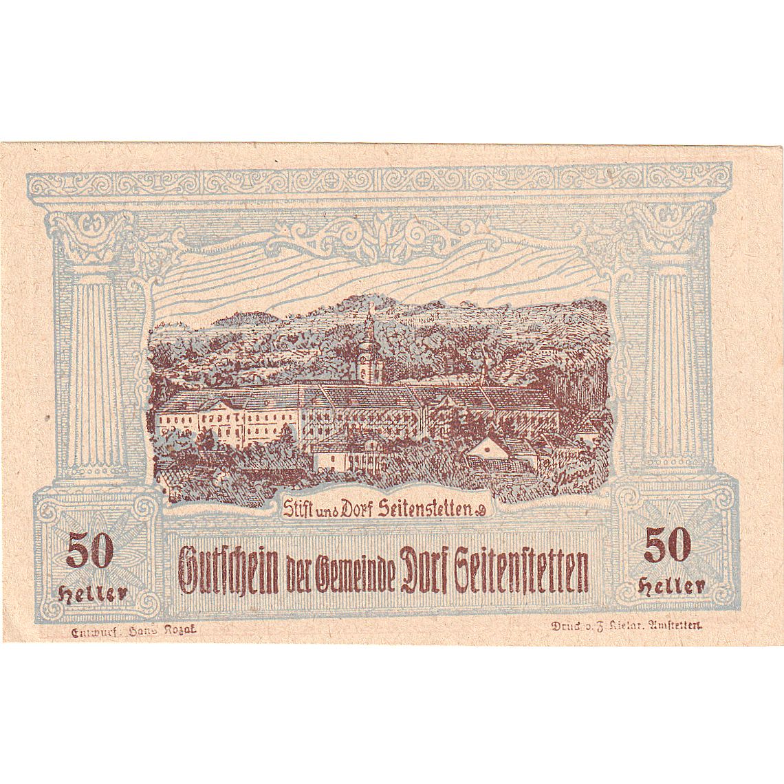 Autriche, Seitenstetten, 50 Heller, montagne 1920-12-31, SPL Mehl:FS 989a