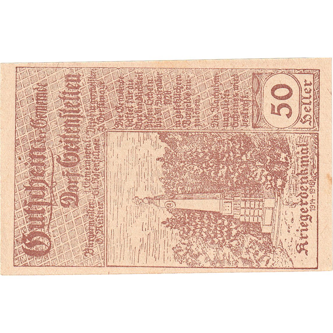 Autriche, Seitenstetten, 50 Heller, montagne 1920-12-31, SPL Mehl:FS 989a